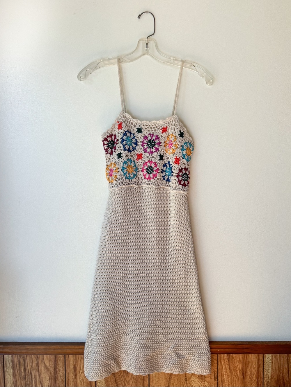 Mossimo Crocheted Granny Square Knit Dress with Spaghetti Straps -  XS